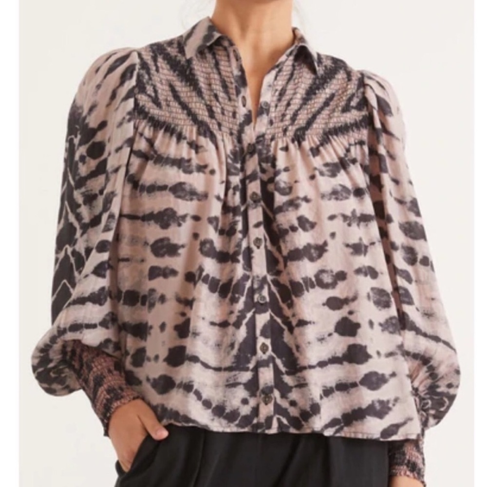 Raquel ALegra Edwardian Tie Dye Blouse in pink orange size 0